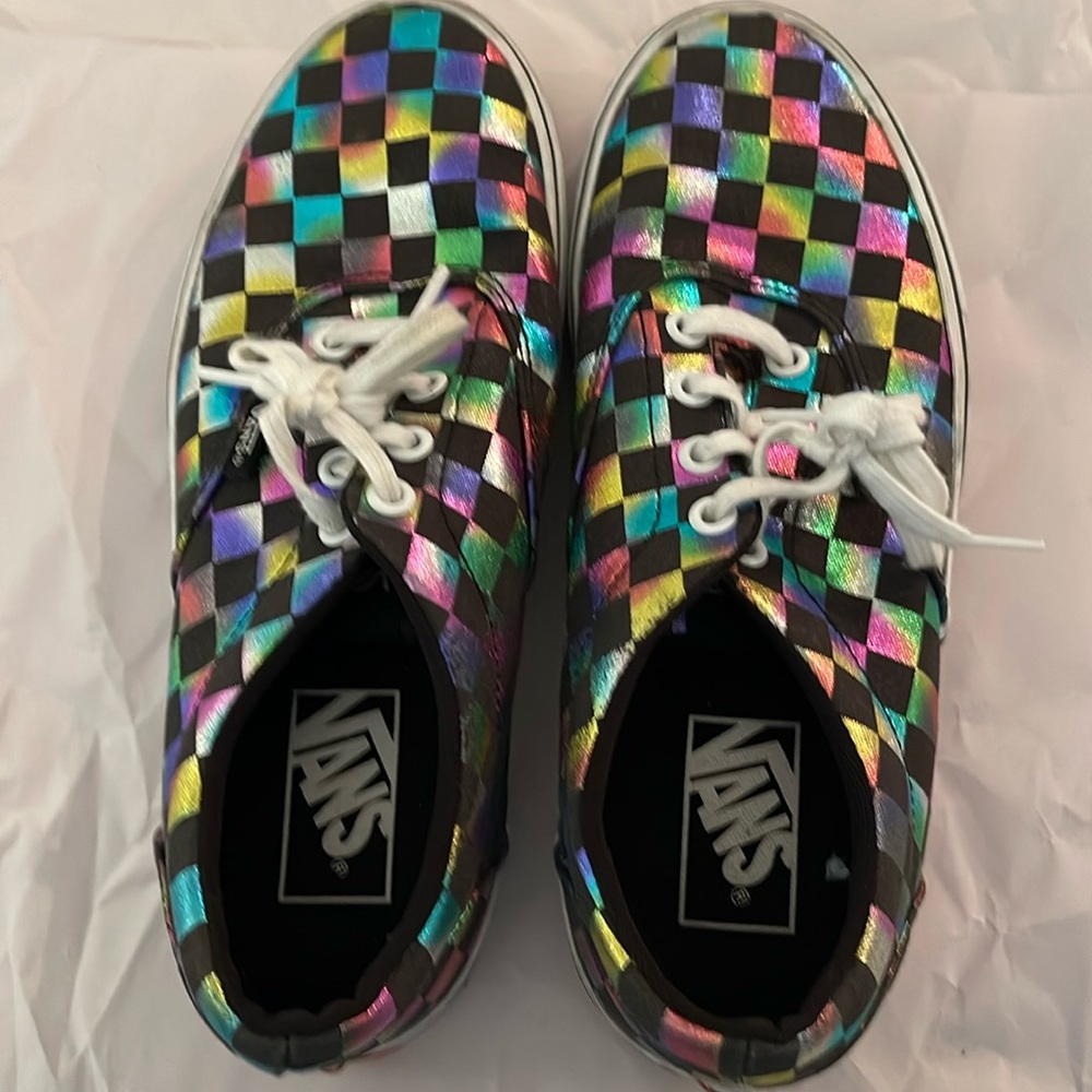 Vans iridescent black check sneakers